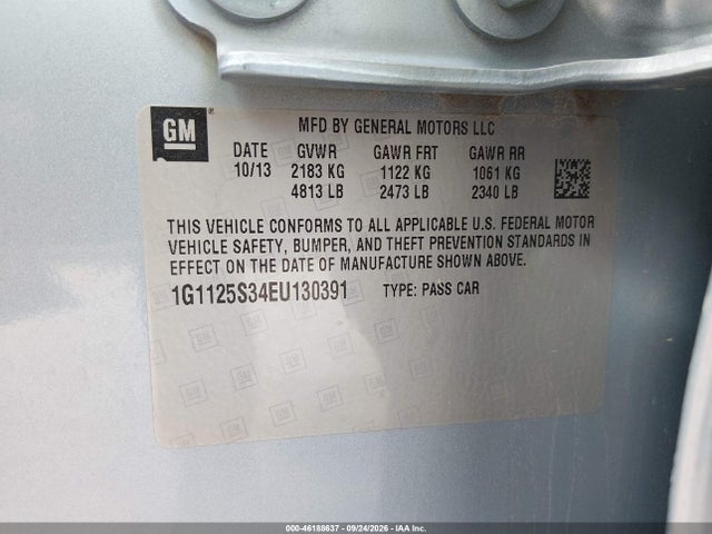 Aukcja sprzedaży 2014 Chevrolet Impala 2lt, vin: 1G1125S34EU130391, numer aukcji: 46188637