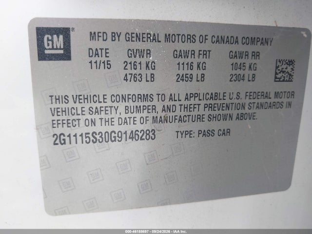 2G1115S30G9146283 Chevrolet Impala 2lt