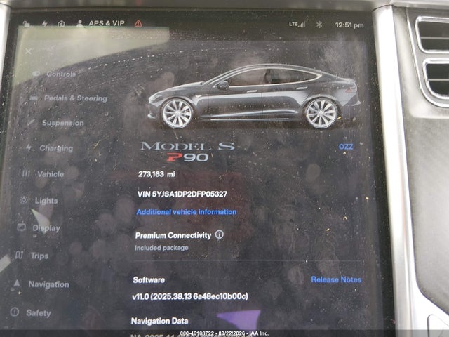 46188722 :رقم المزاد ، 5YJSA1DP2DFP05327 vin ، 2013 Tesla Model S Performance مزاد بيع