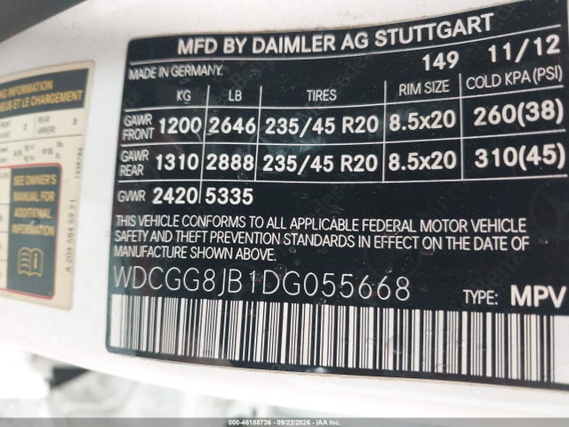 Продажа на аукционе авто 2013 Mercedes-benz Glk-class Glk 350, vin: WDCGG8JB1DG055668, номер лота: 46188736