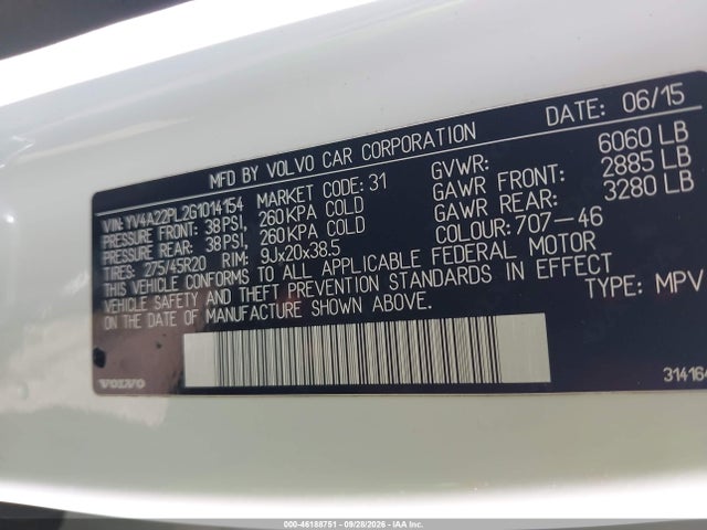 Aukcja sprzedaży 2016 Volvo Xc90 T6 Inscription, vin: YV4A22PL2G1014154, numer aukcji: 46188751