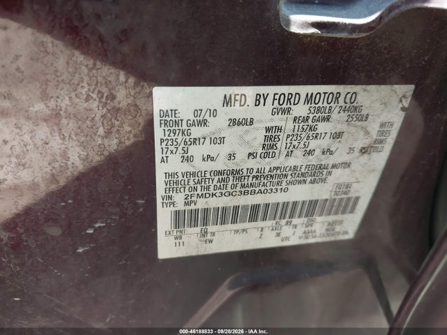 2011 Ford Edge Se მანქანა იყიდება აუქციონზე, vin: 2FMDK3GC3BBA03310, აუქციონის ნომერი: 46188833