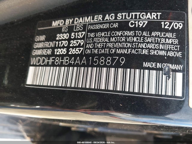 46188840 :رقم المزاد ، WDDHF8HB4AA158879 vin ، 2010 Mercedes-benz E 350 4matic مزاد بيع