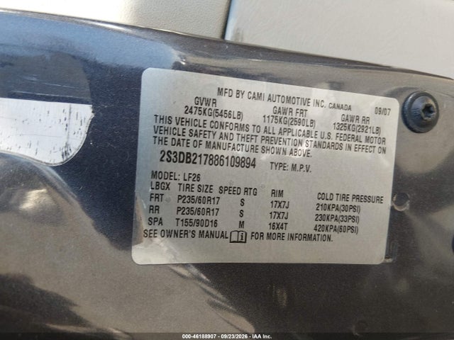 Продаж на аукціоні авто 2008 Suzuki Xl7 Premium, vin: 2S3DB217886109894, номер лоту: 46188907