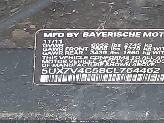 Продаж на аукціоні авто 2012 Bmw X5 35i Premium/35i Sport Activity/xdrive35i, vin: 5UXZV4C58CL764462, номер лоту: 46188922