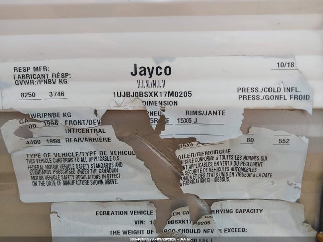 Jayco Camper 2019 1UJBJ0BSXK17M0205 Image 9