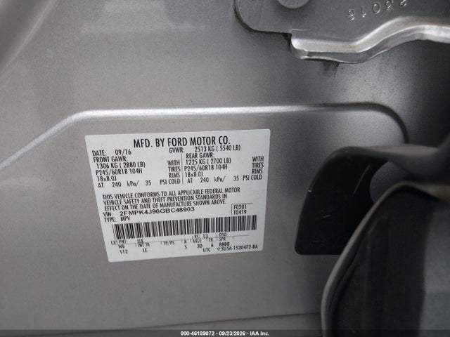 2FMPK4J96GBC48903 Ford EDGE SEL