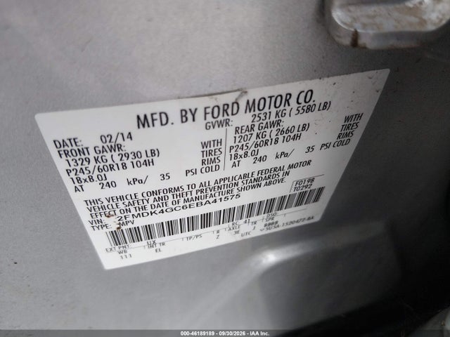 Продаж на аукціоні авто 2014 Ford Edge Se, vin: 2FMDK4GC6EBA41575, номер лоту: 46189189