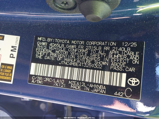 Продажа на аукционе авто 2026 Toyota Corolla Xse, vin: JTNC4MBE4T3259302, номер лота: 46189212