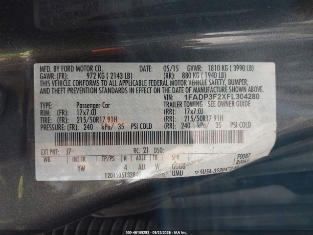 Aukcja sprzedaży 2015 Ford Focus Se, vin: 1FADP3F2XFL304280, numer aukcji: 46189293