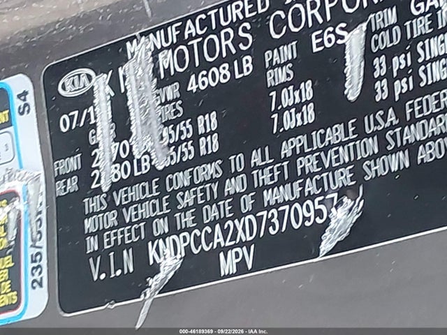 2013 Kia Sportage Ex მანქანა იყიდება აუქციონზე, vin: KNDPCCA2XD7370957, აუქციონის ნომერი: 46189369