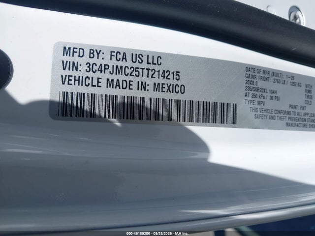 Auction sale of the 2026 Jeep Cherokee Overland 4x4, vin: 3C4PJMC25TT214215, lot number: 46189380