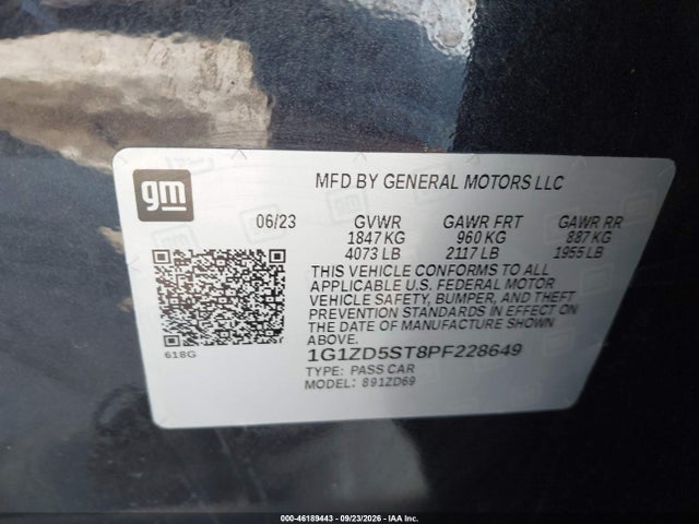 Продажа на аукционе авто 2023 Chevrolet Malibu Fwd 1lt, vin: 1G1ZD5ST8PF228649, номер лота: 46189443