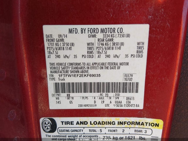 Продажа на аукционе авто 2014 Ford F-150 Xlt, vin: 1FTFW1EF2EKF69035, номер лота: 46189448