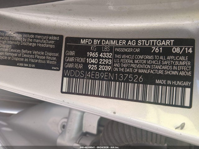 WDDSJ4EB9EN137526 Mercedes-Benz CLA 250