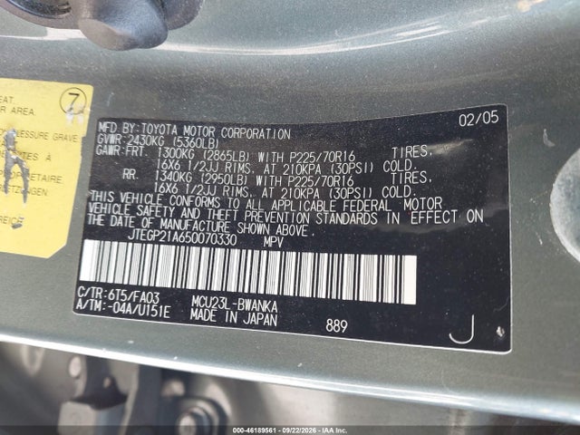 Продажа на аукционе авто 2005 Toyota Highlander V6, vin: JTEGP21A650070330, номер лота: 46189561