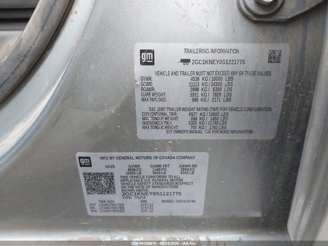 2GC1KNEY9S1221775 Chevrolet Silverado 2500hd 4wd Standard Bed Lt