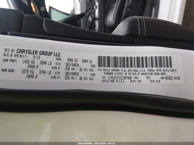 Aukcja sprzedaży 2014 Jeep Grand Cherokee Overland, vin: 1C4RJFCM1EC307480, numer aukcji: 46189665