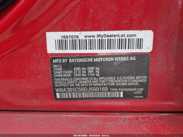 Aukcja sprzedaży 2013 Bmw 328i Xdrive, vin: WBA3B5C56DJ599169, numer aukcji: 46189666