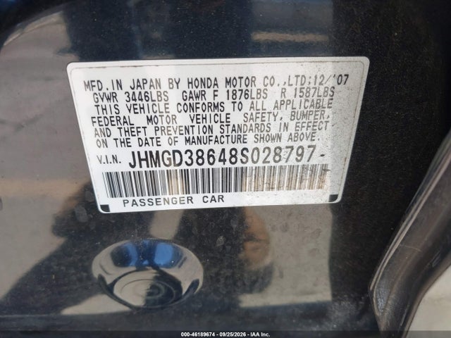 Aukcja sprzedaży 2008 Honda Fit Sport, vin: JHMGD38648S028797, numer aukcji: 46189674