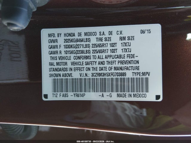 Aukcja sprzedaży 2015 Honda Cr-v Ex, vin: 3CZRM3H5XFG703889, numer aukcji: 46189730