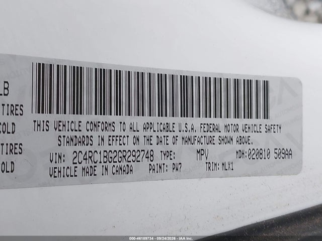 2C4RC1BG2GR292748 Chrysler Town &amp; Country Touring