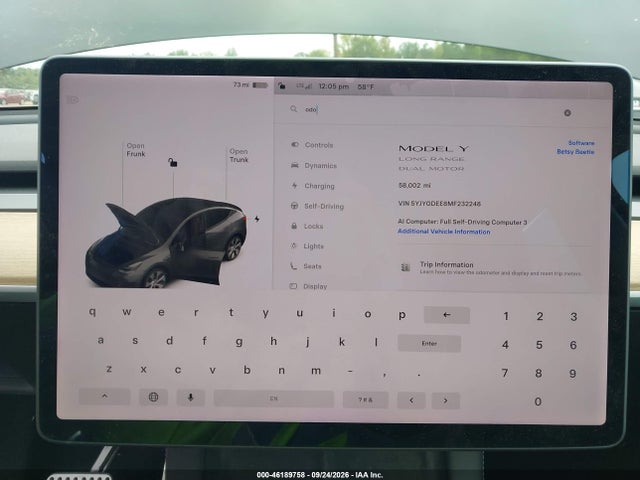 Продаж на аукціоні авто 2021 Tesla Model Y Long Range Dual Motor All-wheel Drive, vin: 5YJYGDEE8MF232248, номер лоту: 46189758