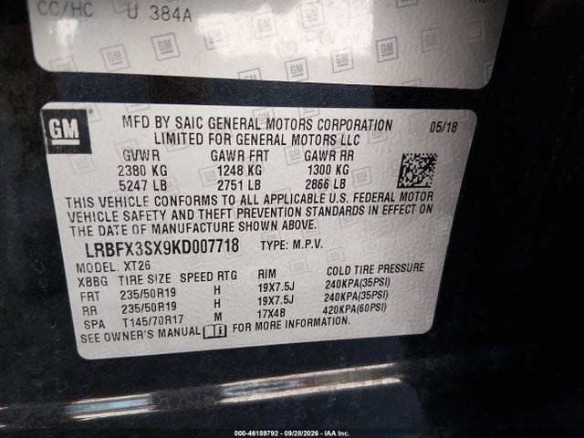 Продажа на аукционе авто 2019 Buick Envision Awd Premium I, vin: LRBFX3SX9KD007718, номер лота: 46189792