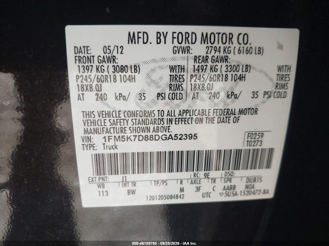 Продаж на аукціоні авто 2013 Ford Explorer Xlt, vin: 1FM5K7D88DGA52395, номер лоту: 46189795