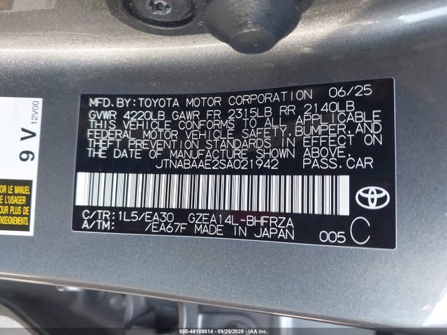 2025 Toyota Gr Corolla Premium Plus მანქანა იყიდება აუქციონზე, vin: JTNABAAE2SA021942, აუქციონის ნომერი: 46189814