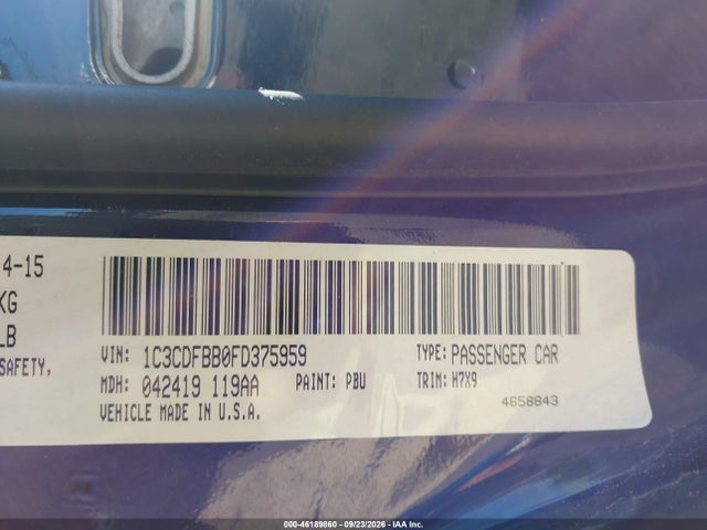 46189860 :رقم المزاد ، 1C3CDFBB0FD375959 vin ، 2015 Dodge Dart Sxt مزاد بيع