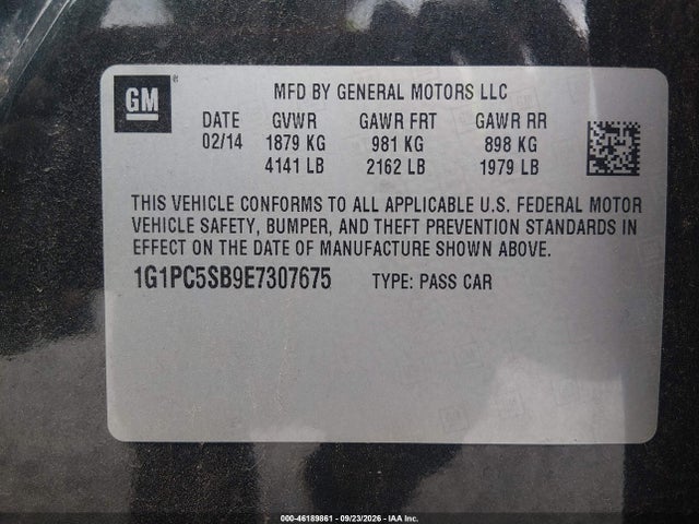 Chevrolet Cruze 1lt 2014 1G1PC5SB9E7307675 Image 9