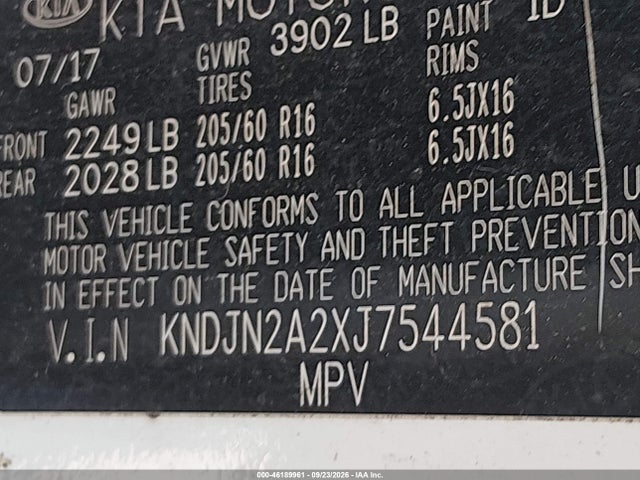 Aukcja sprzedaży 2018 Kia Alma, vin: KNDJN2A2XJ7544581, numer aukcji: 46189961