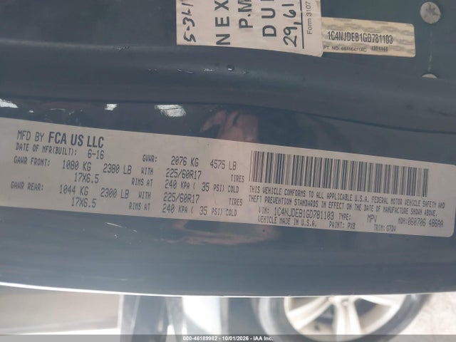 Jeep Compass Latitude 2016 1C4NJDEB1GD781103 Image 9