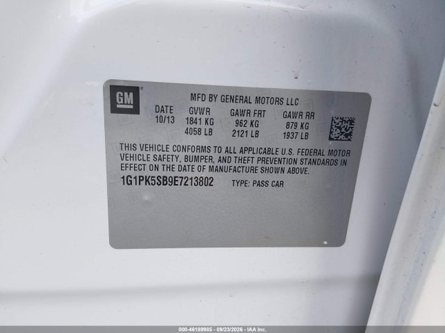 Aukcja sprzedaży 2014 Chevrolet Cruze Lt, vin: 1G1PK5SB9E7213802, numer aukcji: 46189985