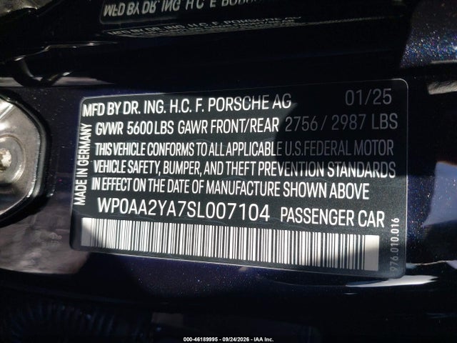 Porsche PANAMERA 4 2025 WP0AA2YA7SL007104 Image 9