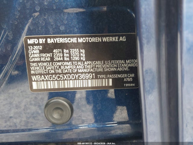Aukcja sprzedaży 2013 Bmw 528i, vin: WBAXG5C5XDDY36991, numer aukcji: 46190112