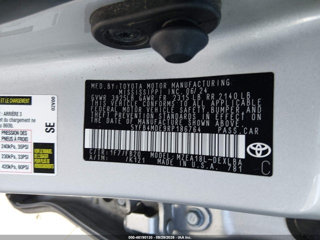 Toyota COROLLA LE 2024 5YFB4MDE9RP186764 Image 9