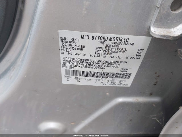 Продажа на аукционе авто 2013 Ford Edge Limited, vin: 2FMDK3KC3DBC77200, номер лота: 46190133