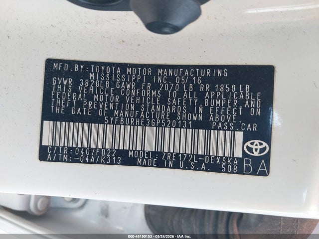 Toyota Corolla S Plus 2016 5YFBURHE3GP520131 Image 9