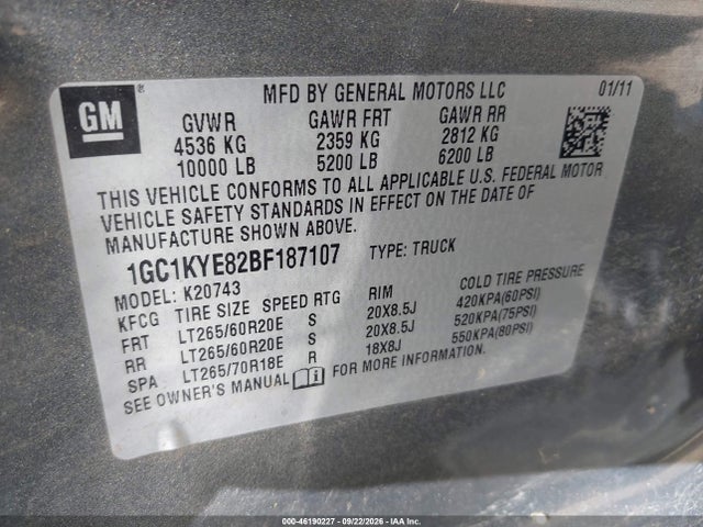 Продажа на аукционе авто 2011 Chevrolet Silverado 2500hd Ltz, vin: 1GC1KYE82BF187107, номер лота: 46190227