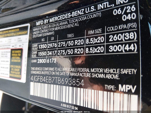 Продажа на аукционе авто 2026 Mercedes-benz Gle 350, vin: 4JGFB4EB7TB693854, номер лота: 46190238
