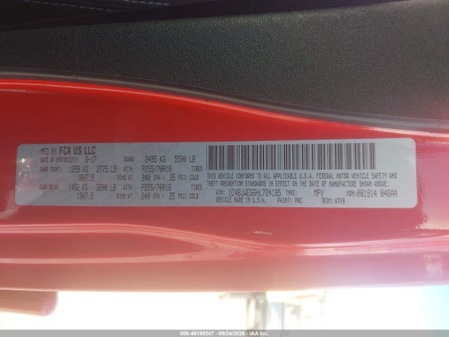 2017 Jeep Wrangler Unlimited Sahara მანქანა იყიდება აუქციონზე, vin: 1C4BJWEG6HL724185, აუქციონის ნომერი: 46190247