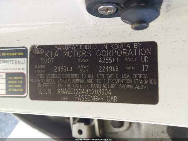 Aukcja sprzedaży 2008 Kia Optima Lx, vin: KNAGE123485203904, numer aukcji: 46190286