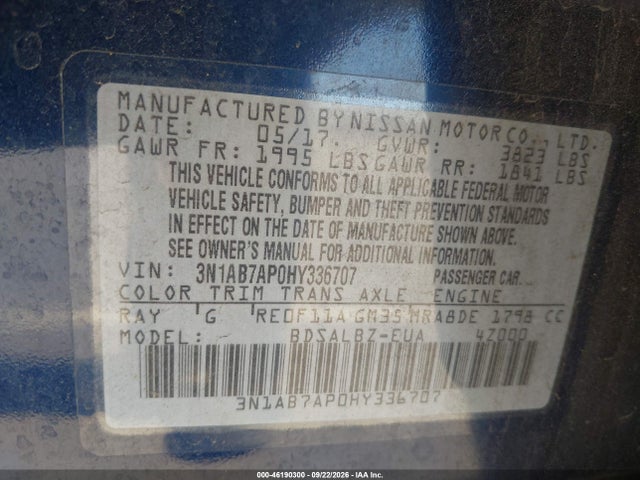 3N1AB7AP0HY336707 Nissan SENTRA S
