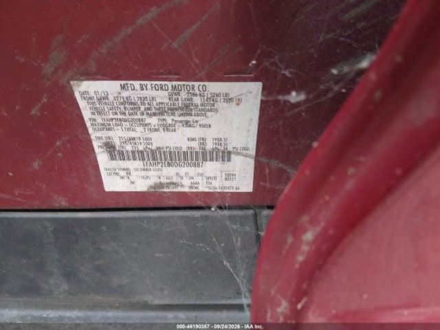 46190357 :رقم المزاد ، 1FAHP2E80DG200887 vin ، 2013 Ford Taurus Sel مزاد بيع