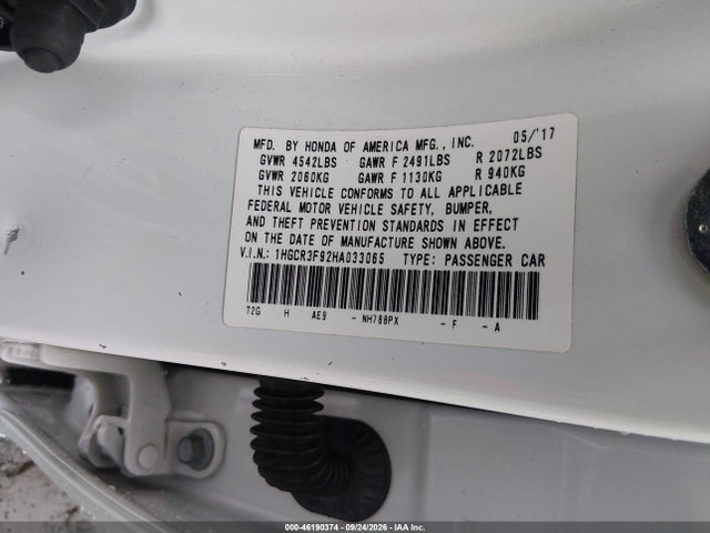 Aukcja sprzedaży 2017 Honda Accord Touring V6, vin: 1HGCR3F92HA033065, numer aukcji: 46190374
