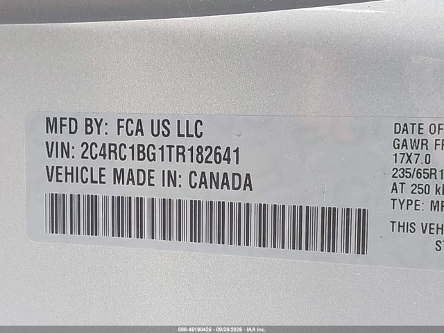 Продажа на аукционе авто 2026 Chrysler Pacifica Select, vin: 2C4RC1BG1TR182641, номер лота: 46190426
