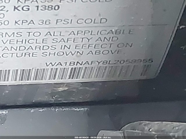 46190430 :رقم المزاد ، WA1BNAFY8L2058955 vin ، 2020 Audi Q5 Premium Plus 45 Tfsi Quattro S Tronic مزاد بيع