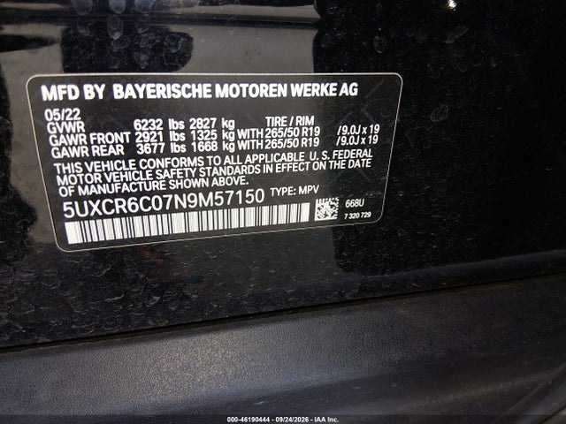Aukcja sprzedaży 2022 Bmw X5 Xdrive40i, vin: 5UXCR6C07N9M57150, numer aukcji: 46190444